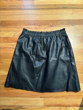 LOFT Black Faux Leather Mini Skirt with Elastic Waist